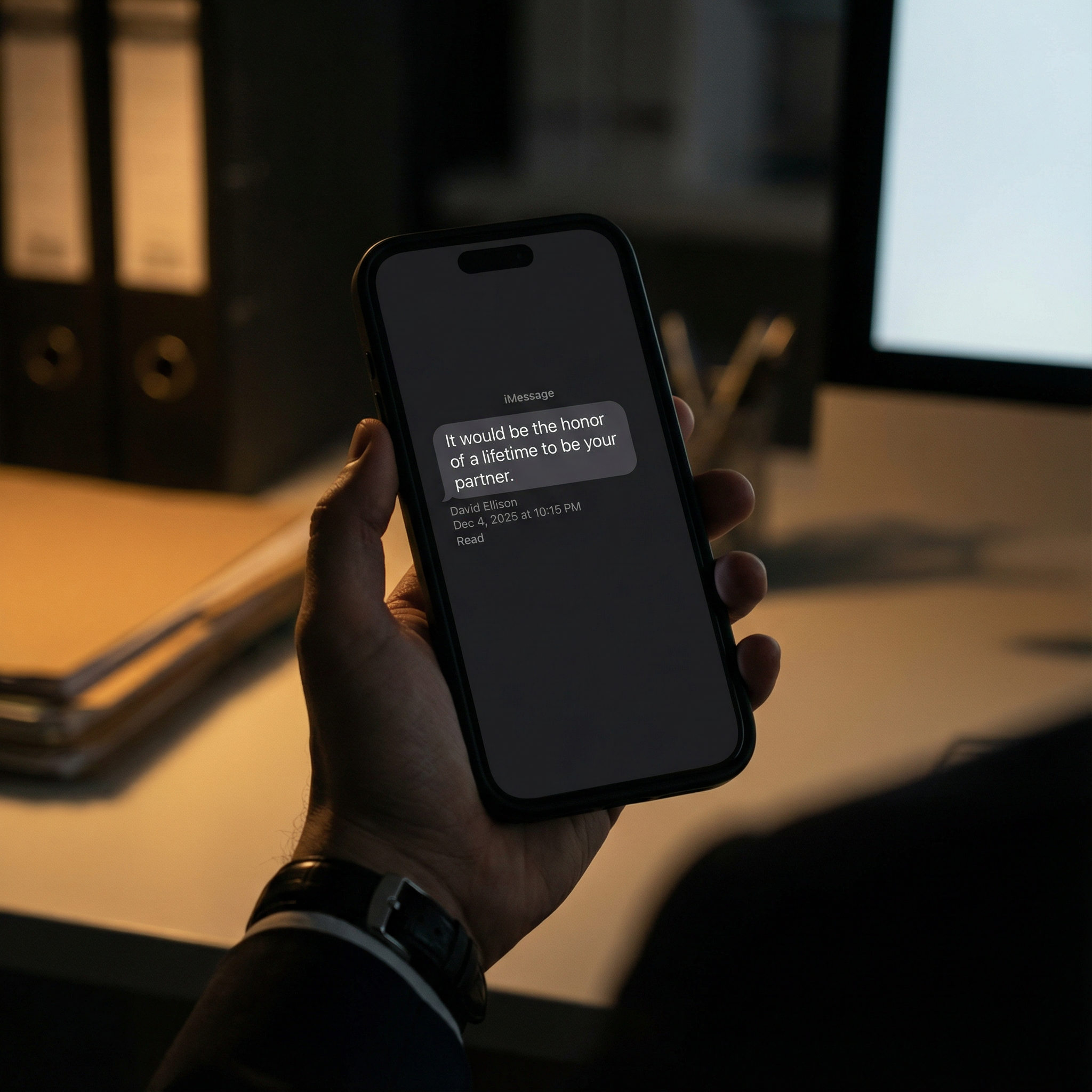 David Ellison's text to David Zaslav